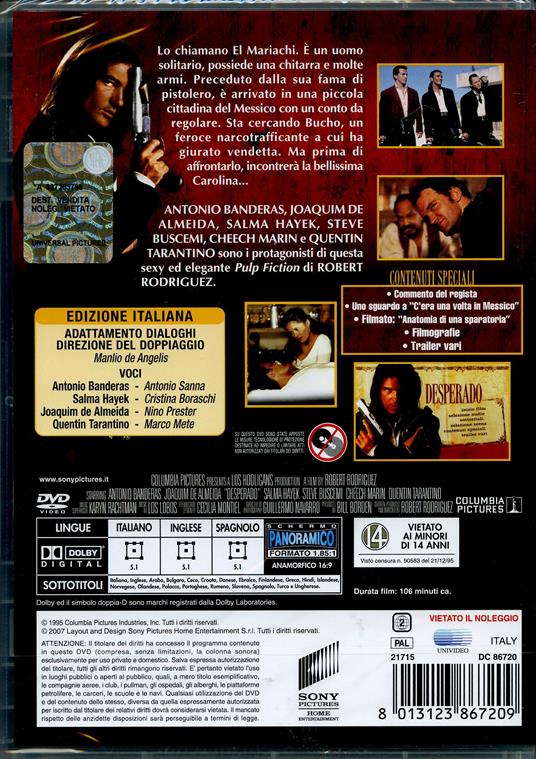 Desperado<span>.</span> Special Edition di Robert Rodriguez - DVD - 2