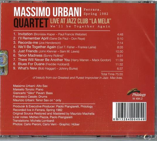 Live at Jazz Club La Mela - CD Audio di Massimo Urbani - 2