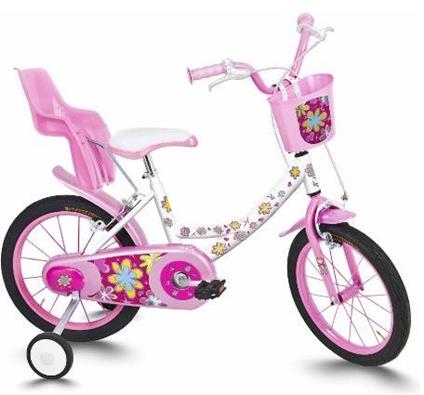 Bicicletta Mountain Bike 16" FLOWER Bianco e Rosa 956