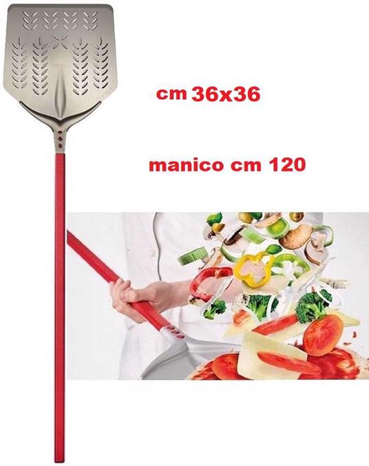 Tulip 60 ° Pala Pizza Quadrata cm 36x36 Forata manico cm 120 Prodotta in  Italia - Cerutti - Idee regalo
