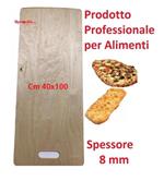 , Pala Pizza Professionale Roma Rettangolare 40x100cm con Maniglia, Spessore 8 mm in Betulla, Made In Italy