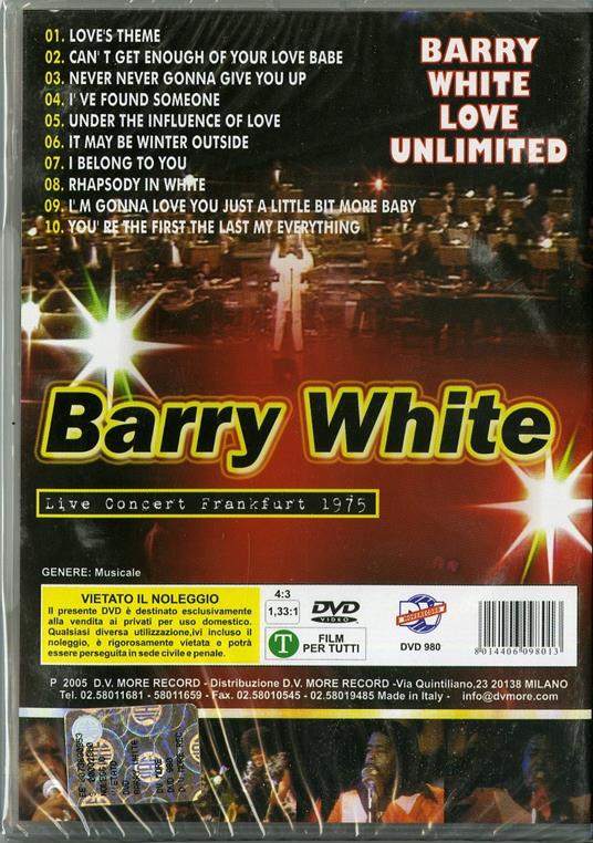Barry White. Live In Concert Frankfurt 1975 (DVD) - DVD di Barry White - 2
