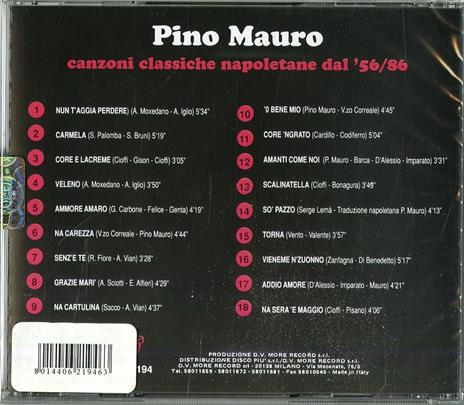 Canzoni classiche napoletane '56-'86 - CD Audio di Pino Mauro - 2