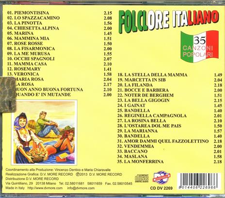 Folclore Italiano 35 Canzoni - CD Audio - 2