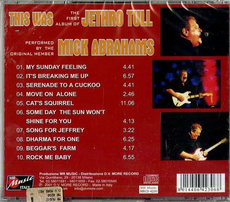This Was the First Album of Jethro Tull - CD Audio di Mick Abrahams - 2