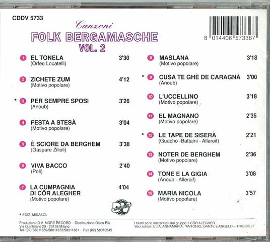Canzoni folk bergamasche vol.2 - CD Audio di Cor Alegher - 2