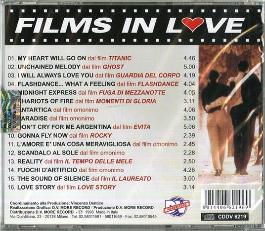 Films in Love. Temi da films indimenticabili - CD Audio - 2