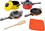 Set Pentole, Padelle, Mestolo con Coperchi e Presine, 9 pezzi