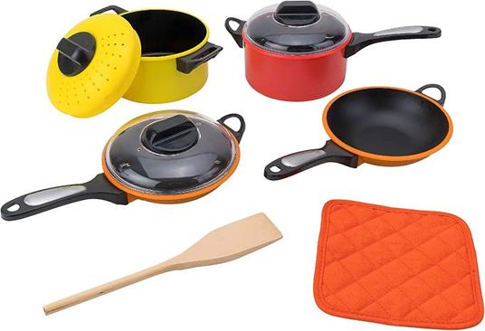 Set Pentole, Padelle, Mestolo con Coperchi e Presine, 9 pezzi