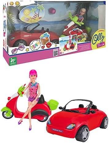 Bambola Con Auto E Scooter