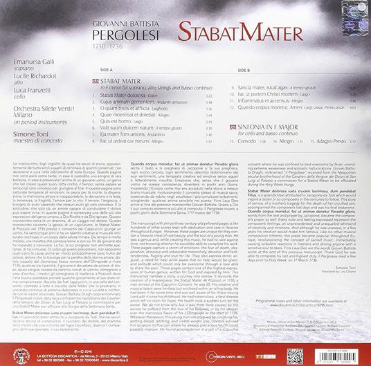 Stabat Mater - Sinfonia in Fa - Vinile LP di Giovanni Battista Pergolesi - 2
