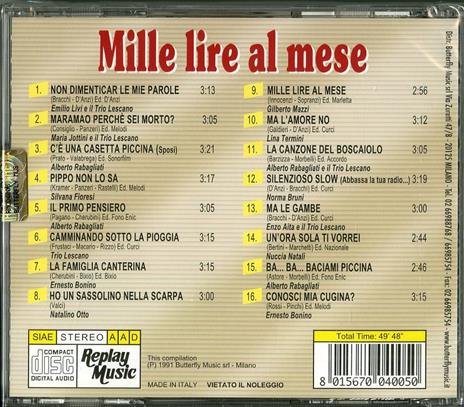 Mille lire al mese - CD Audio - 2