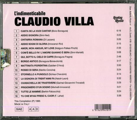 L'indimenticabile - CD Audio di Claudio Villa - 2