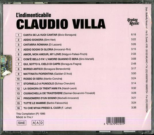 L'indimenticabile - CD Audio di Claudio Villa - 2