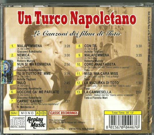 Totò, Un Turco Napoletano. Le Canzoni Dei Films di Totò (Colonna sonora) - CD Audio - 2
