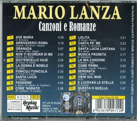 Canzoni e romanze - CD Audio di Mario Lanza - 2