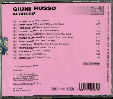 Alghero - CD Audio di Giuni Russo - 2