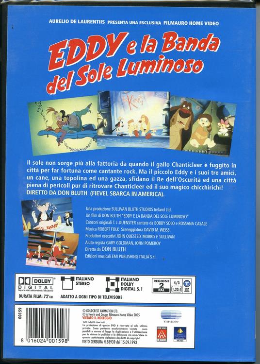 Eddy e la banda del Sole luminoso di Don Bluth - DVD - 2