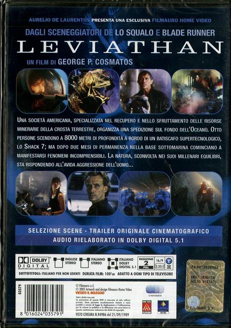 Leviathan di George Pan Cosmatos - DVD - 2