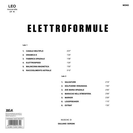 Elettroformule (180 gr.) - Vinile LP di Giuliano Sorgini - 2
