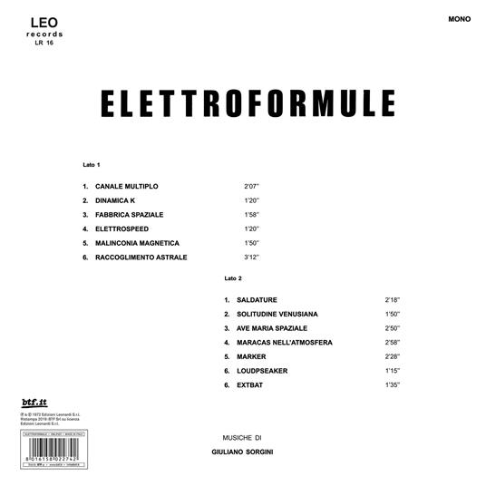 Elettroformule (180 gr.) - Vinile LP di Giuliano Sorgini - 2