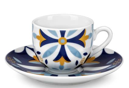 Alhambra, set 6 Servizio caffè con piatto, in Fine Porcellana, Qualità Extra