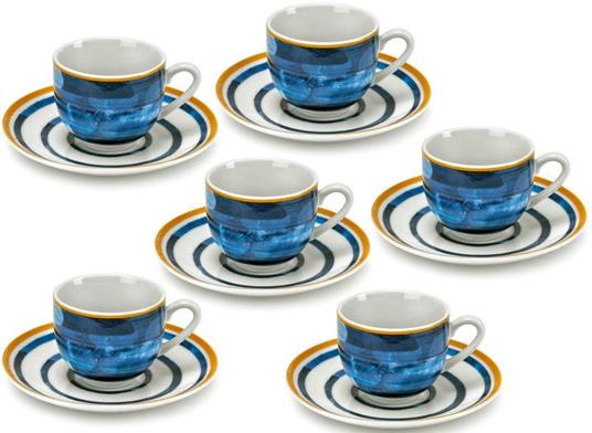 blue marine, set 6 tazze da caffè in fine porcellana, qualità extra