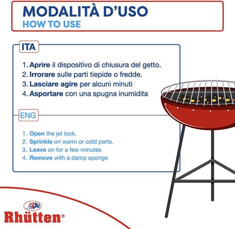 Rhütten, Prodotto Schiumogeno Ideale per Pulire Grasso e Incrostazioni dai Barbecue, può essere Impiegato anche nella Pulizia di Fornelli, Spiedi, Interni di Forni e Stufe, 750 ml - 4