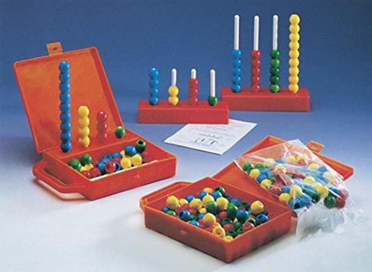 Italveneta Didattica- Valigetta contenente componenti per ricreare l'abaco, composta da astine e Palline di Vari Colori e Dimensioni, 1 - 2