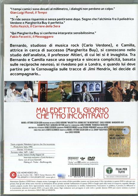 Maledetto il giorno che t'ho incontrato di Carlo Verdone - DVD - 2