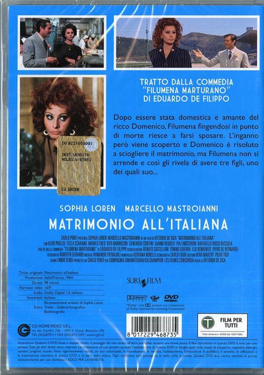 Matrimonio all'italiana di Vittorio De Sica - DVD - 2