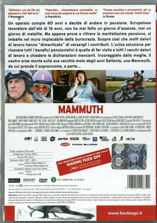 Mammuth di Benoît Delépine,Gustave Kervern - DVD - 2