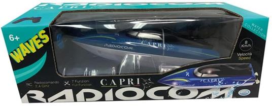 Radiocom Waves - Capri RC 2,4 Ghz, motoscafo 24*7*8 cm7 funzioni (avanti, dx/sx, indietro, dx/sx, stop)tempo di gioco 20 minutibatteria al litio 3,7 V 500 mAh inclusa - 3