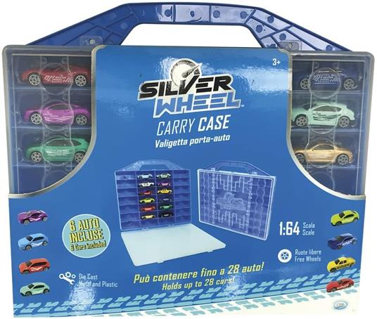 ODS Silver Wheel Valigetta Porta Auto Con 6 Macchinine Diecast - Playset Per Bambini Con Custodia Da Trasporto