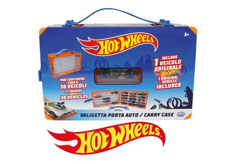 Hot Wheels - Valigetta Porta Autocon 1 Auto Hot Wheels inclusa.Contiene fino a 30 auto. Maniglia morbida. Chiusura di sicurezza.