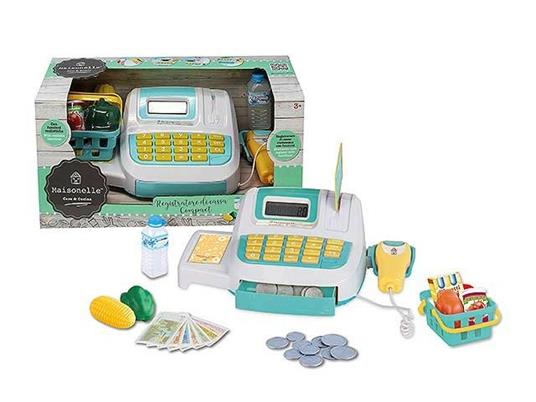 Maisonelle - Registratore di cassa Compact con scanner laser, cestino e accessoriluci e suonibatterie non incluse