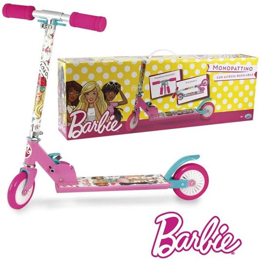 Barbie Scootermonopattino Cm. 65, Altezza Regolabile Cm. 70,Ruota Posteriore Con Freno