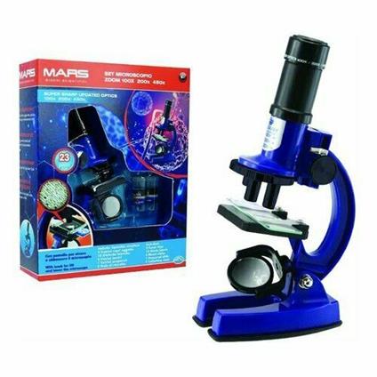 Mars - Microscopio basic misura prodotto H 20 P11.5 L 6con 23 accessori inclusizoom 100x 200x 450xcon specchio circolare per riflettere la luce