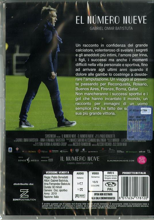 El Numero Nueve. Gabriel Omar Batistuta (DVD) di Pablo Benedetti - DVD - 2