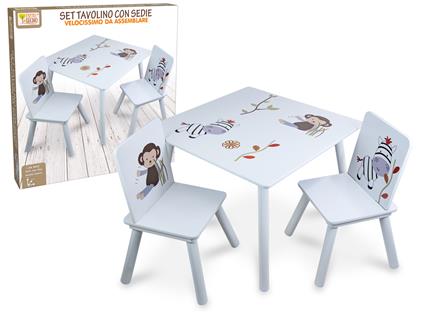 Set Tavolino con Sedie in Legno