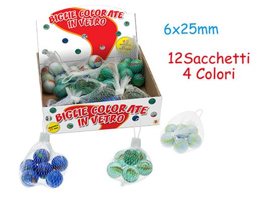 Biglie Colorate In Vetro - Rete 6 Pz 25 Mm (Assortimento)