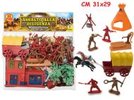 Busta Indiani E Cowboy Con Mappa 33 Pz