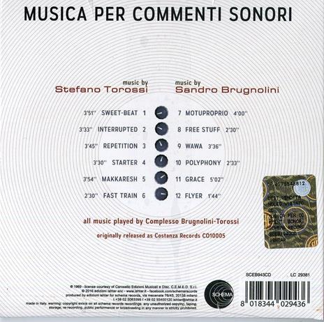 Musica per Commenti Sonori (Colonna sonora) - CD Audio di Sandro Brugnolini,Stefano Torossi - 2