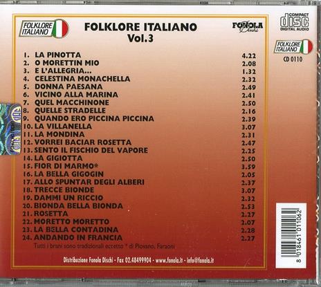 Folklore Italiano vol.3 - CD Audio - 2