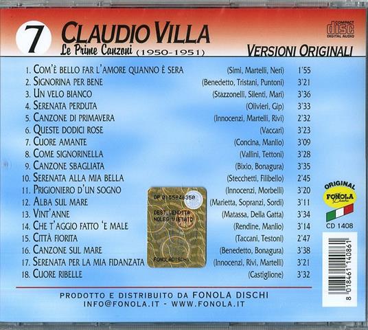 Le prime canzoni vol.7: 1950-1951 - CD Audio di Claudio Villa - 2