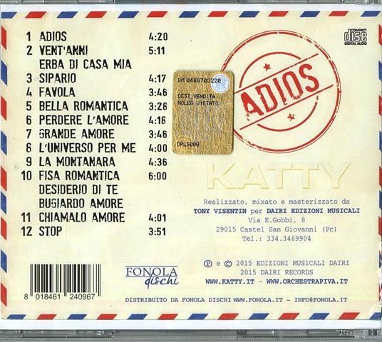 Adios - CD Audio di Katty - 2