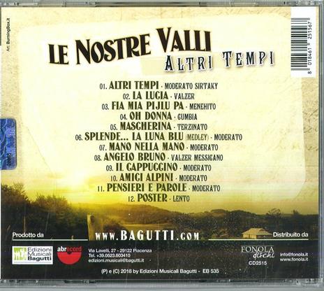 Altri tempi - CD Audio di Le Nostre Valli - 2
