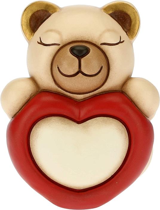 Gufo Saggio THUN In Ceramica Dipinta A Mano Con Cuore - Simbolo Di Saggezza, 6.3x6.3x8.5 Cm