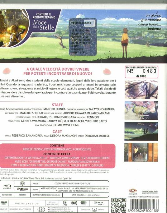 5 cm al secondo. Limited Edition Digipack (DVD + 2 Blu-ray) di Makoto Shinkai - DVD + Blu-ray - 2