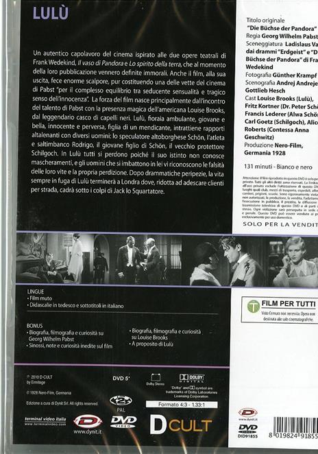 Lulù, il vaso di Pandora di Georg Wilhelm Pabst - DVD - 2